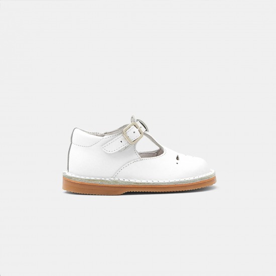 Unisex smooth leather T-strap shoes
