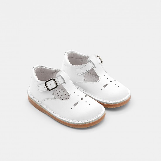 Unisex smooth leather T-strap shoes