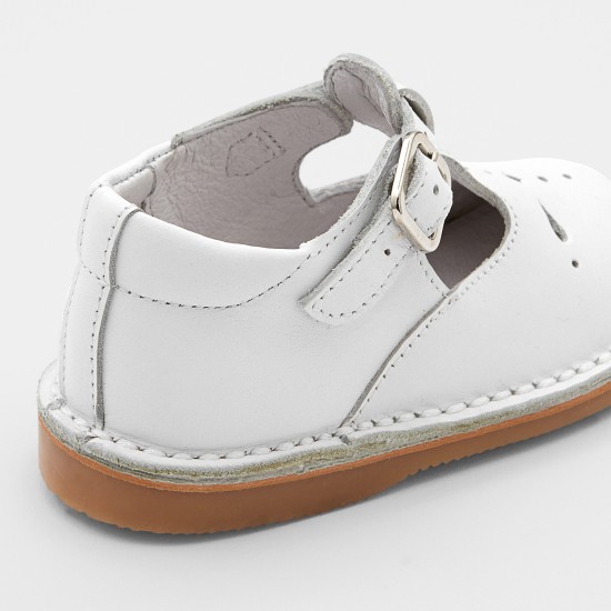 Unisex smooth leather T-strap shoes