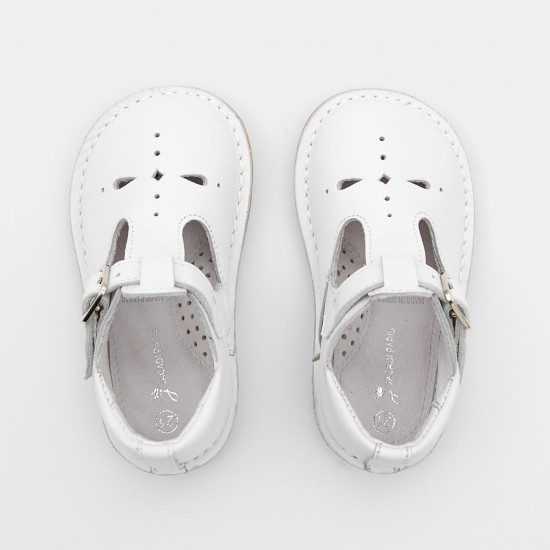 Unisex smooth leather T-strap shoes
