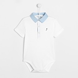 Toddler boy bodysuit with Oxford collar