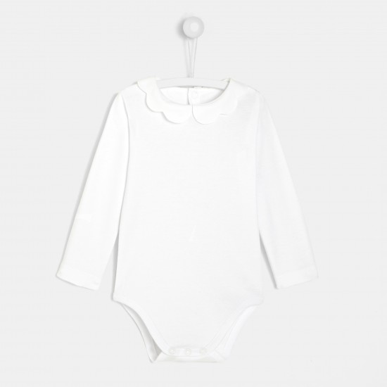 Toddler girl bodysuit with scalloped collar
