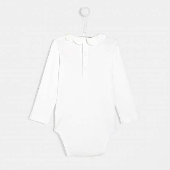 Toddler girl bodysuit with scalloped collar