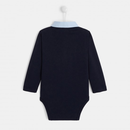 Toddler boy bodysuit with Oxford collar