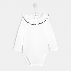Toddler girl bodysuit with frilled collar