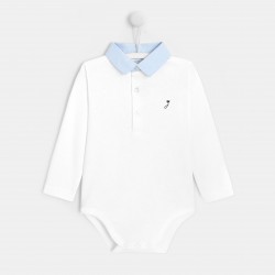 Toddler boy bodysuit with Oxford collar