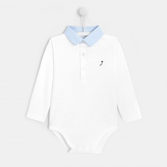 Toddler boy bodysuit with Oxford collar