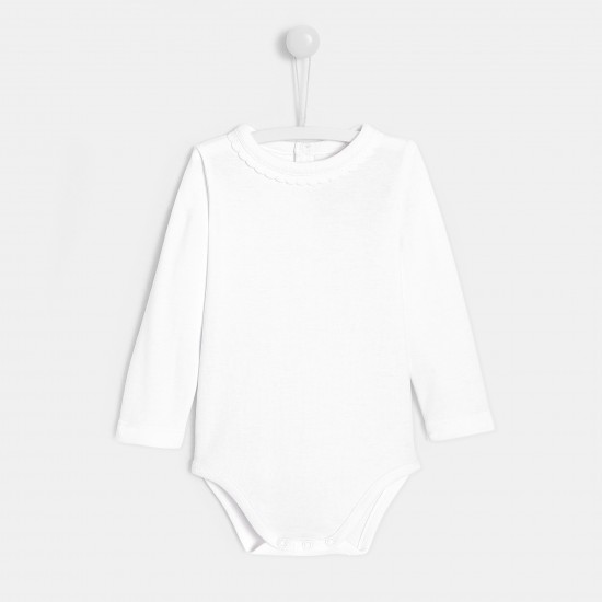 Toddler girl bodysuit with round collar
