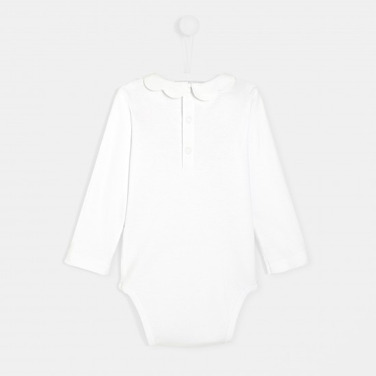 Toddler girl bodysuit with scalloped collar