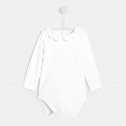 Baby girl bodysuit with petal collar