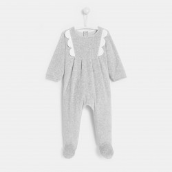 Baby girl loop velvet footed pajamas