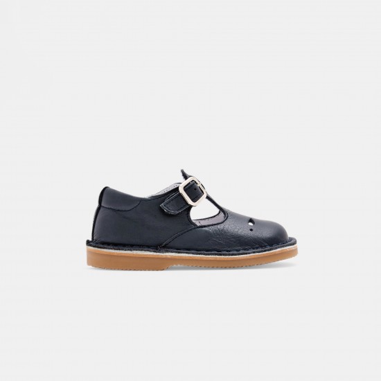 Unisex smooth leather T-strap shoes