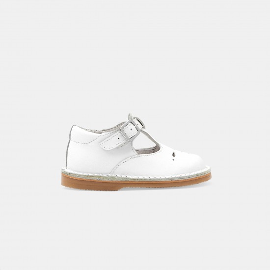 Unisex smooth leather T-strap shoes