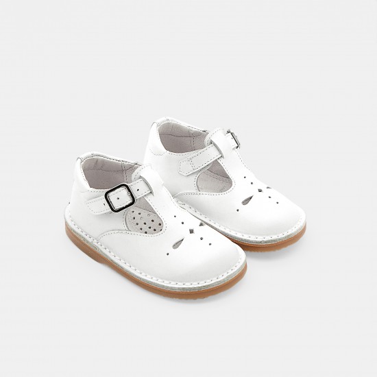 Unisex smooth leather T-strap shoes