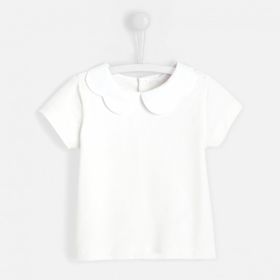Toddler girl T-shirt with scalloped collar