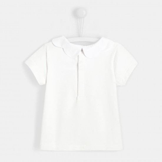 Toddler girl T-shirt with scalloped collar