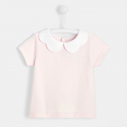 Toddler girl T-shirt with scalloped collar