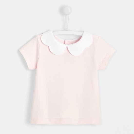 Toddler girl T-shirt with scalloped collar