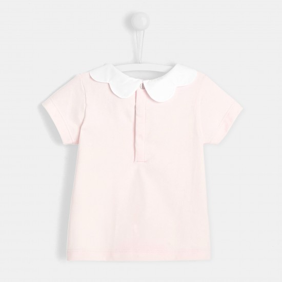 Toddler girl T-shirt with scalloped collar