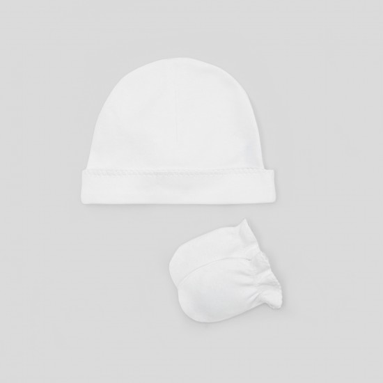Unisex baby hat and mittens set