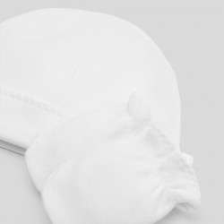 Unisex baby hat and mittens set