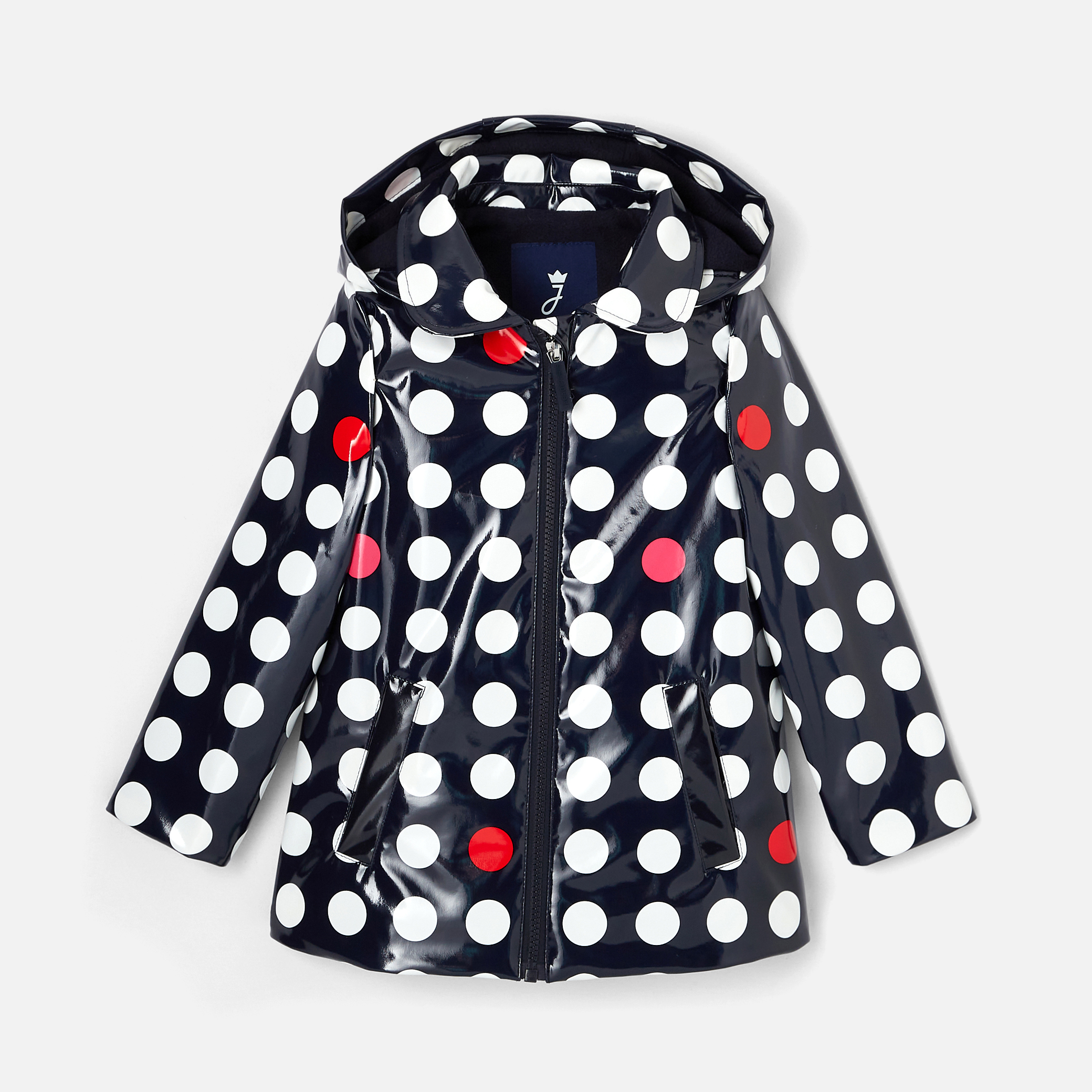 black polka dot raincoat