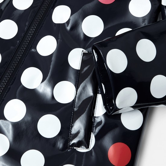black polka dot raincoat