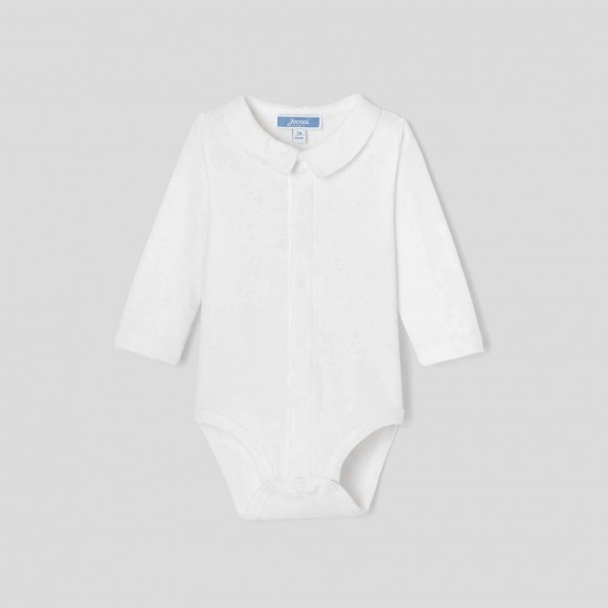 Baby boy bodysuit with poplin collar