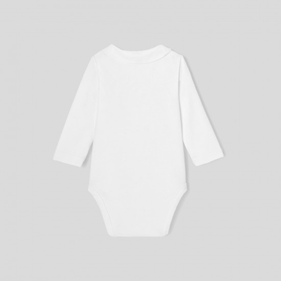 Baby boy bodysuit with poplin collar