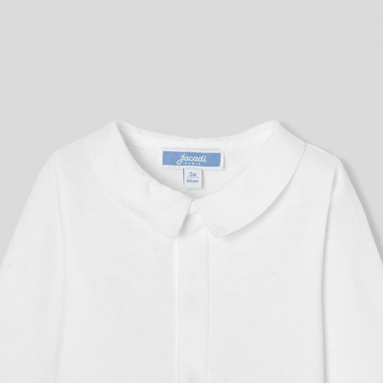 Baby boy bodysuit with poplin collar