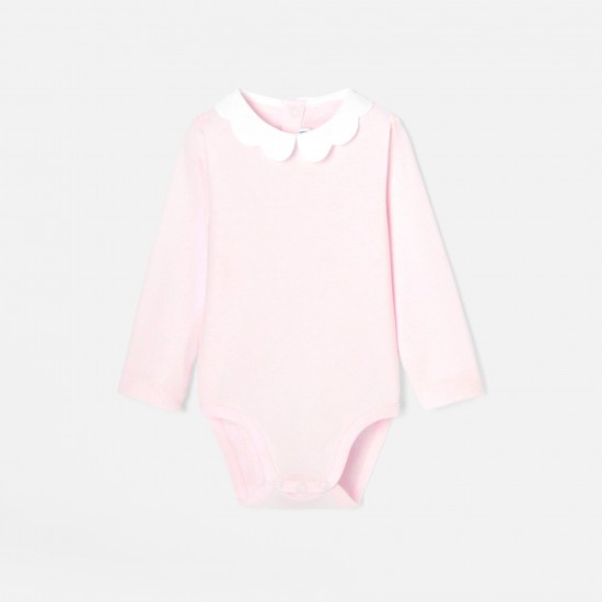 Toddler girl bodysuit with scalloped collar
