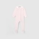 Baby girl footed pajamas with embroidered collar
