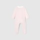 Baby girl footed pajamas with embroidered collar