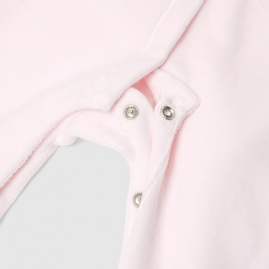 Baby girl footed pajamas with embroidered collar