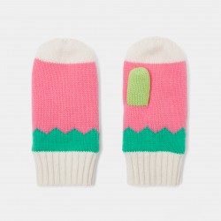 Girl color block mittens