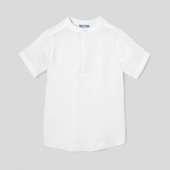 Linen shirt with Mandarin collar
