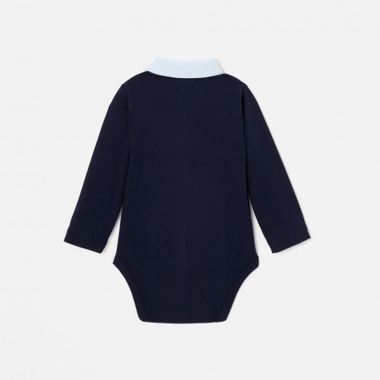 Toddler boy bodysuit with Oxford collar