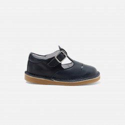 Unisex smooth leather T-strap shoes