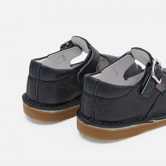 Unisex smooth leather T-strap shoes