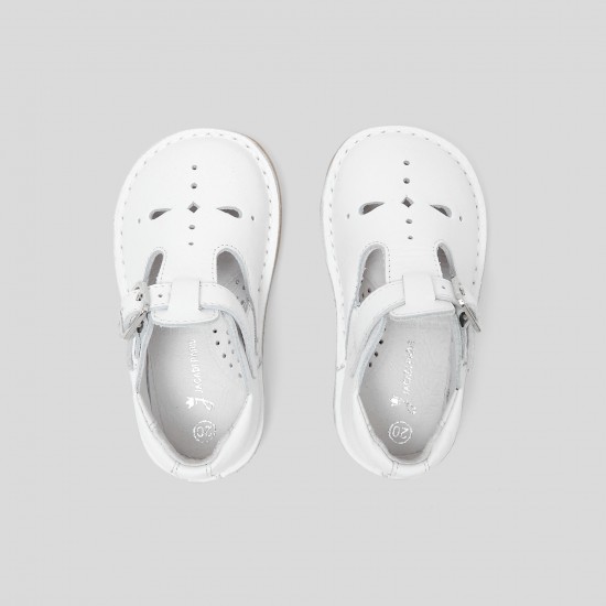 Unisex smooth leather T-strap shoes