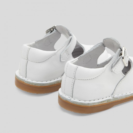 Unisex smooth leather T-strap shoes