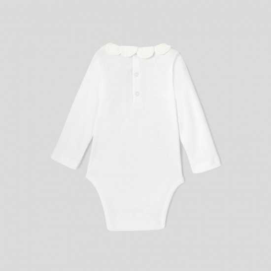 Toddler girl bodysuit with petal collar