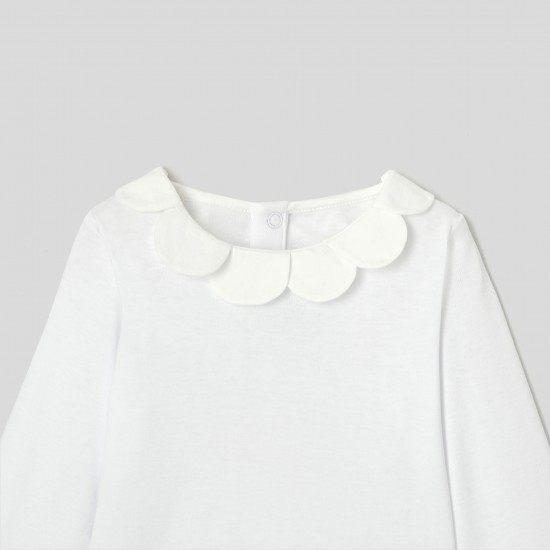 Toddler girl bodysuit with petal collar