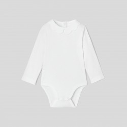 Toddler girl bodysuit with scalloped collar