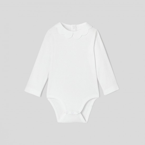 Toddler girl bodysuit with scalloped collar