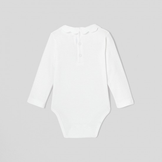 Toddler girl bodysuit with scalloped collar