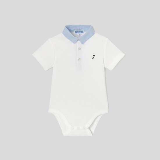 Toddler boy bodysuit with Oxford collar