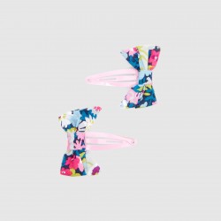 Set of 2 baby girl barrettes with Liberty fabric bow