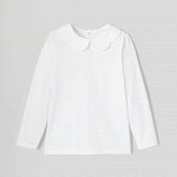 Girl tee-shirt with petal collar Girl tee-shirt with petal collar