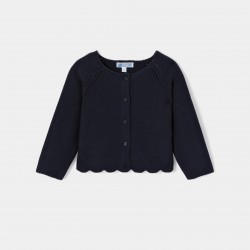 Baby girl cardigan in garter stitch knit